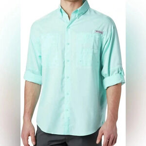 Chemise Columbia Homme Taille L - Manches Courtes, Bleu Canard (teal) - Pêche/Rando